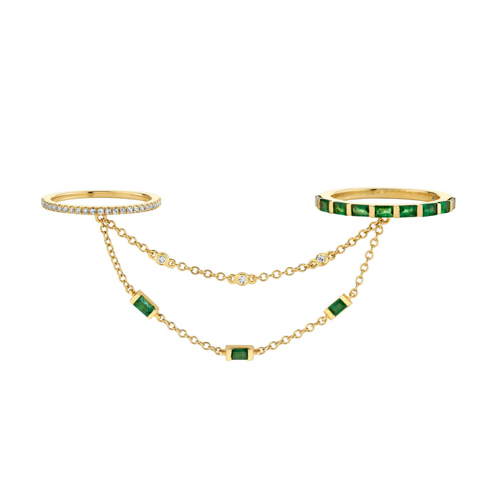 EMERALD CASCADE CHAIN RING