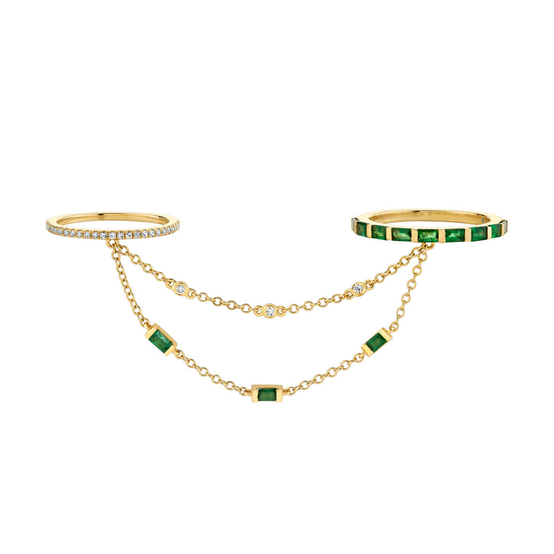 EMERALD CASCADE CHAIN RING