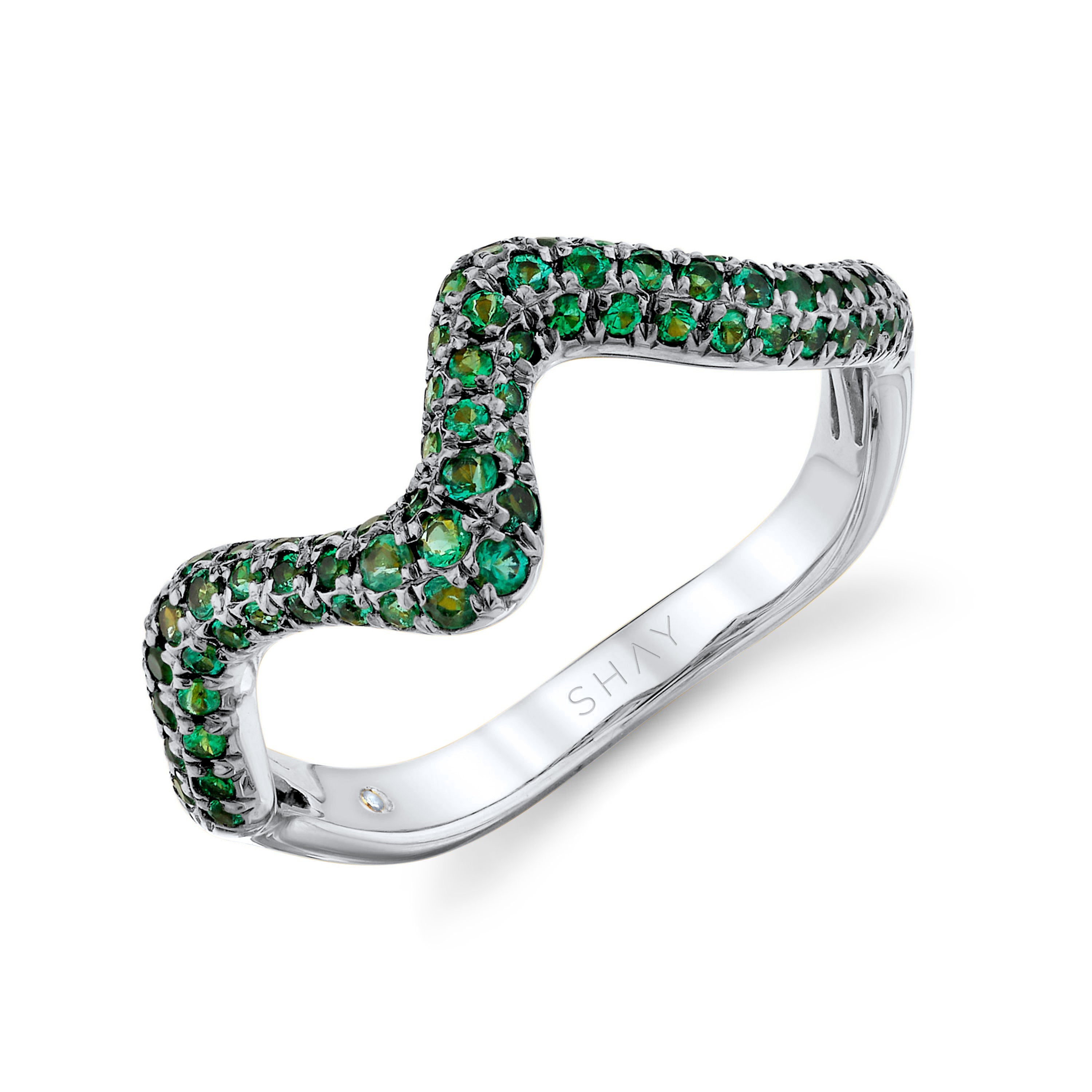 EMERALD WAVE RING