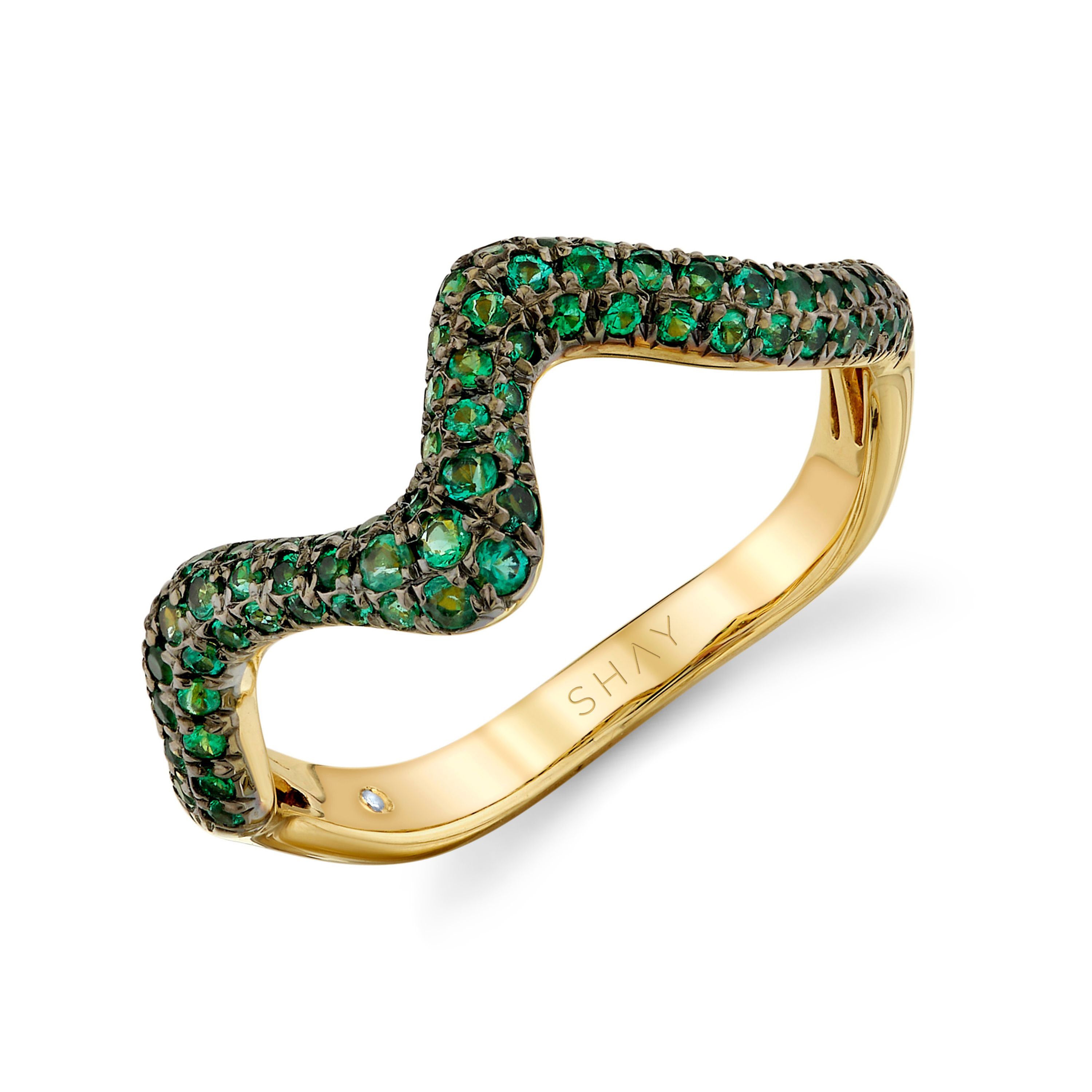 READY TO SHIP EMERALD WAVE RING
