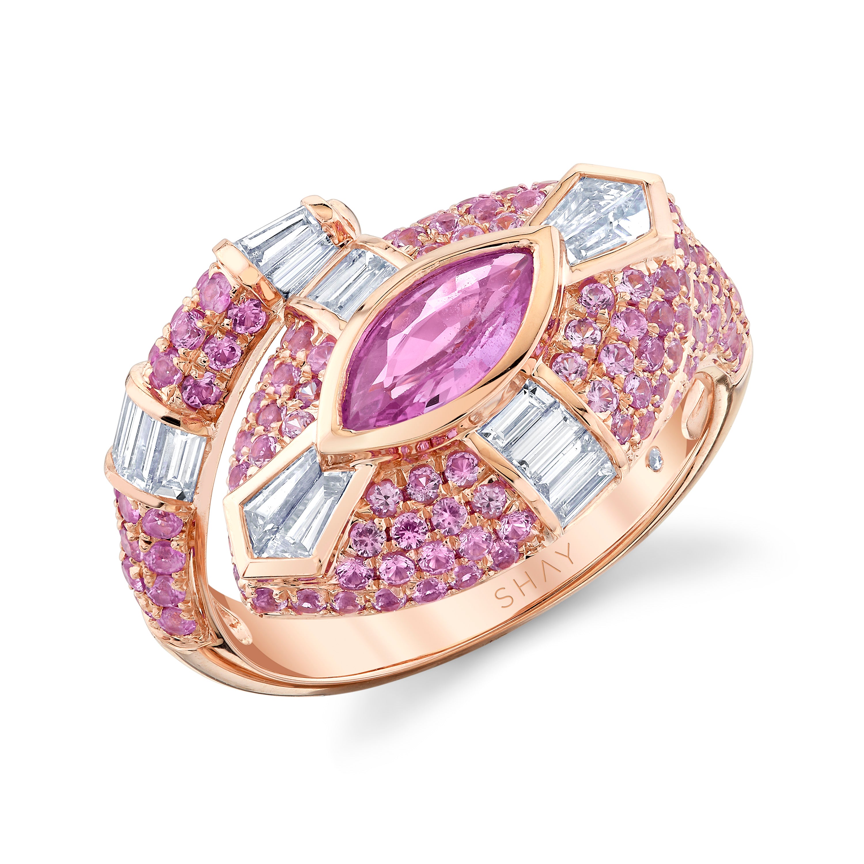 PINK SAPPHIRE & DIAMOND RIVIERA RING