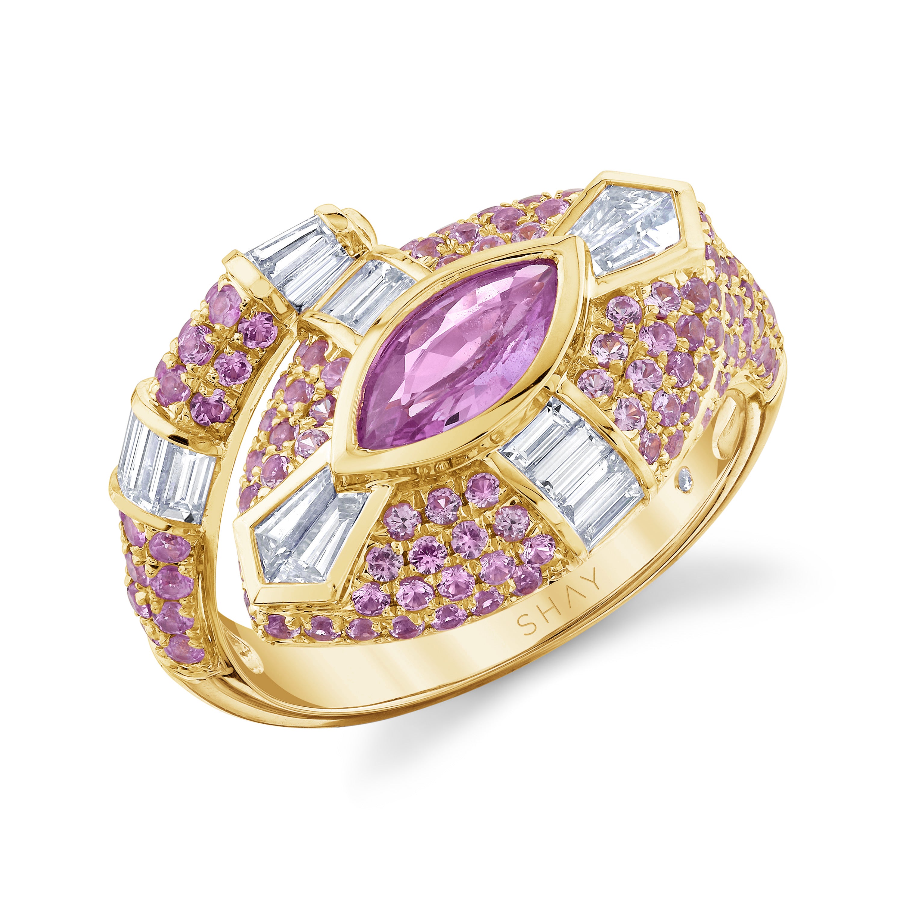 PINK SAPPHIRE & DIAMOND RIVIERA RING