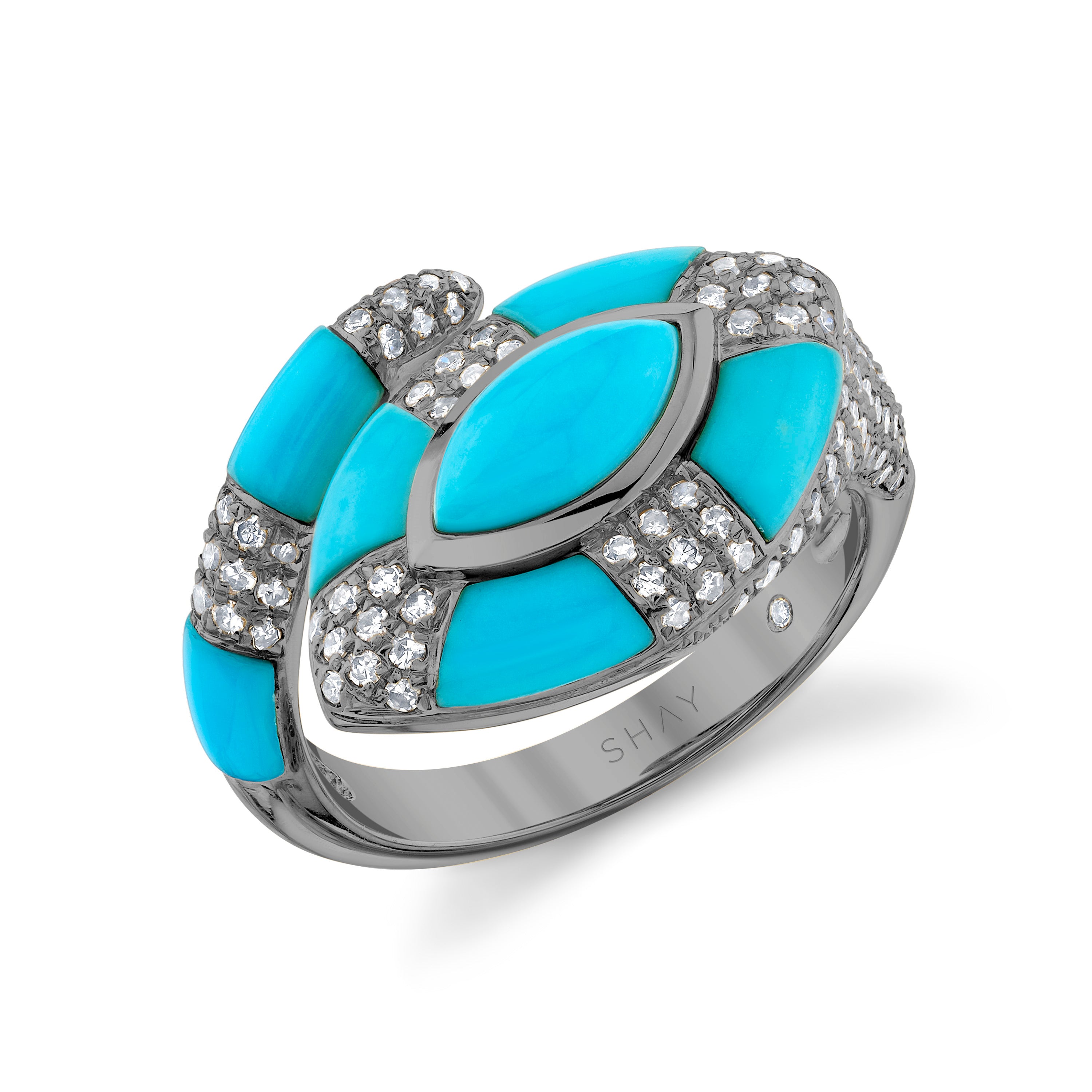 TURQUOISE & DIAMOND RIVIERA PINKY RING