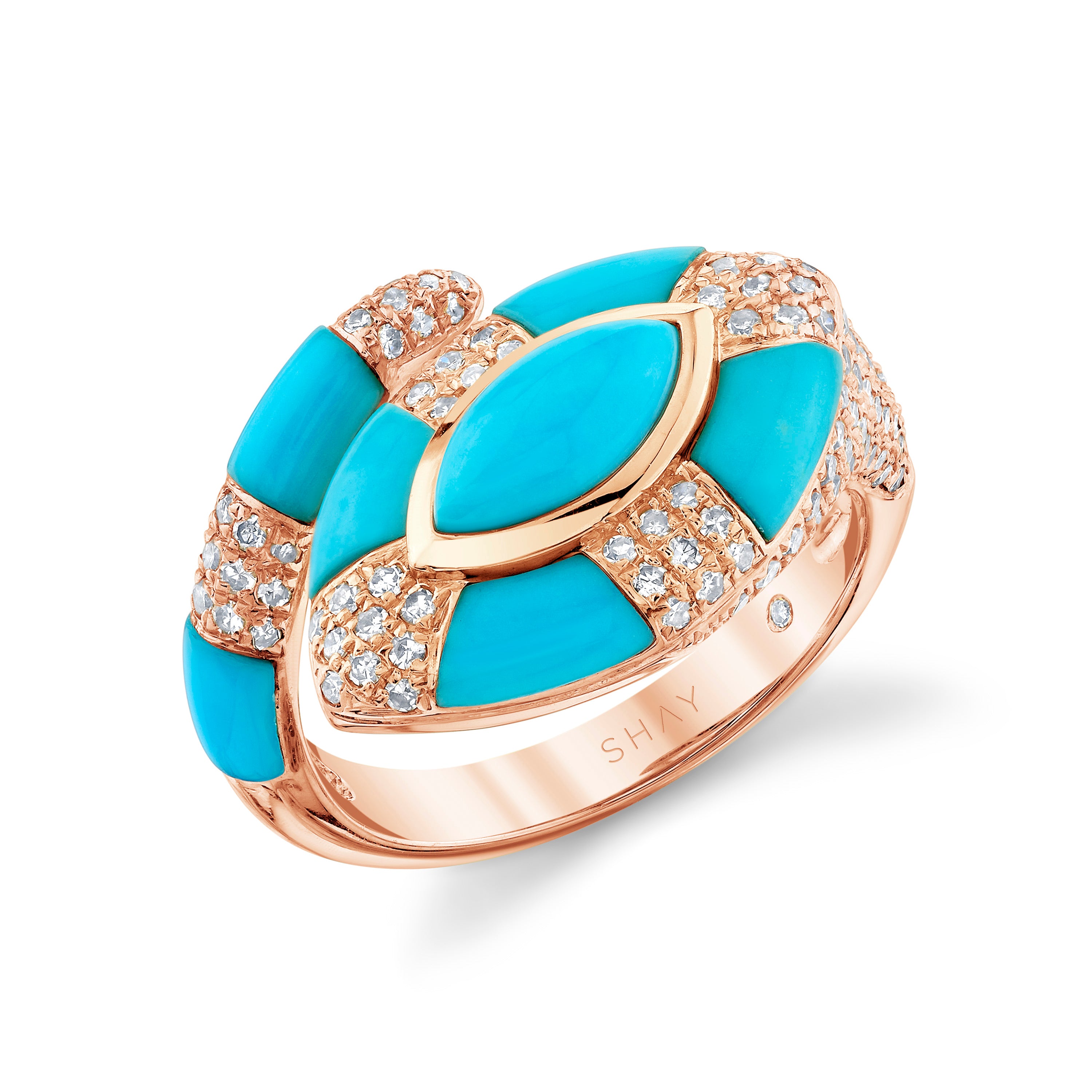TURQUOISE & DIAMOND RIVIERA PINKY RING