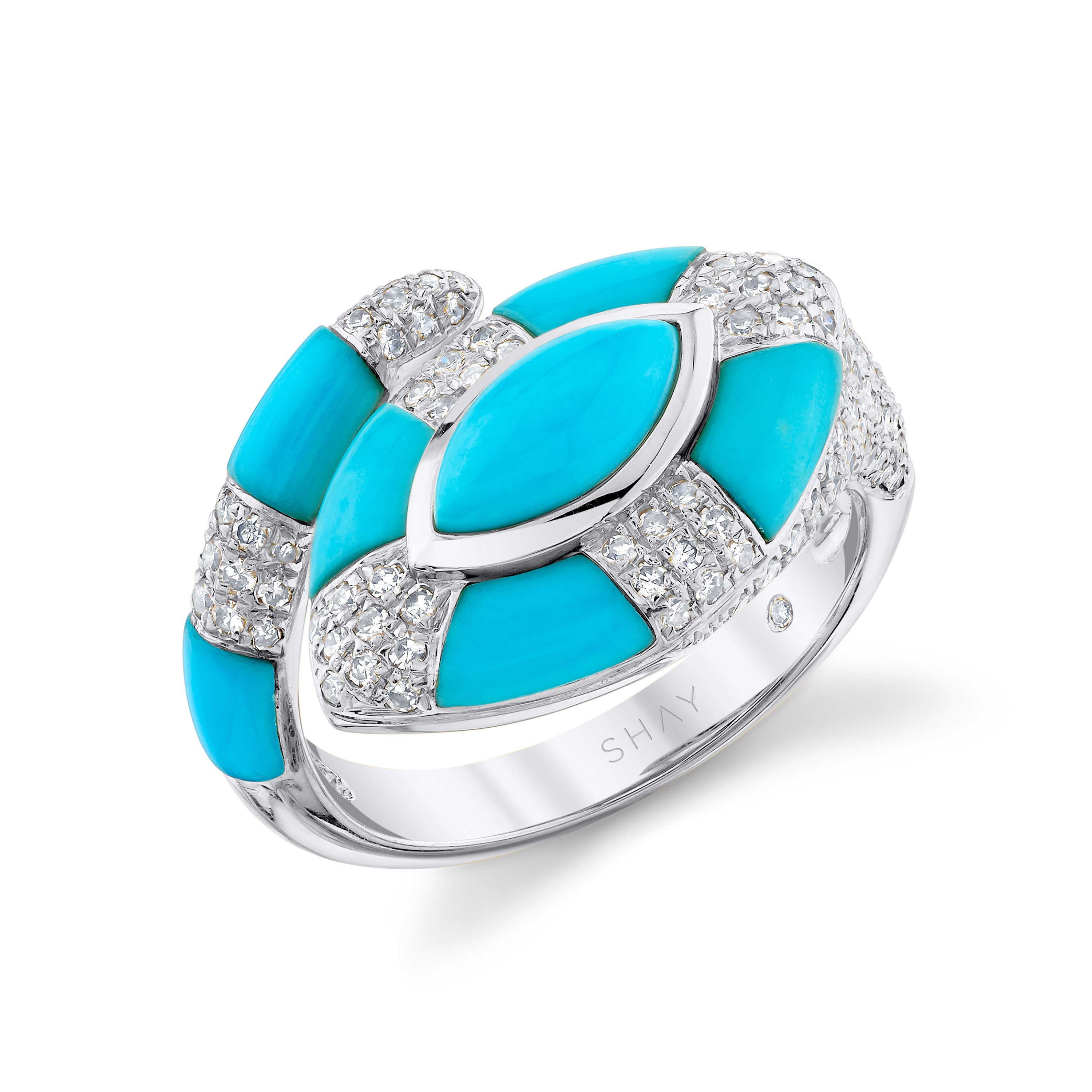 TURQUOISE & DIAMOND RIVIERA PINKY RING