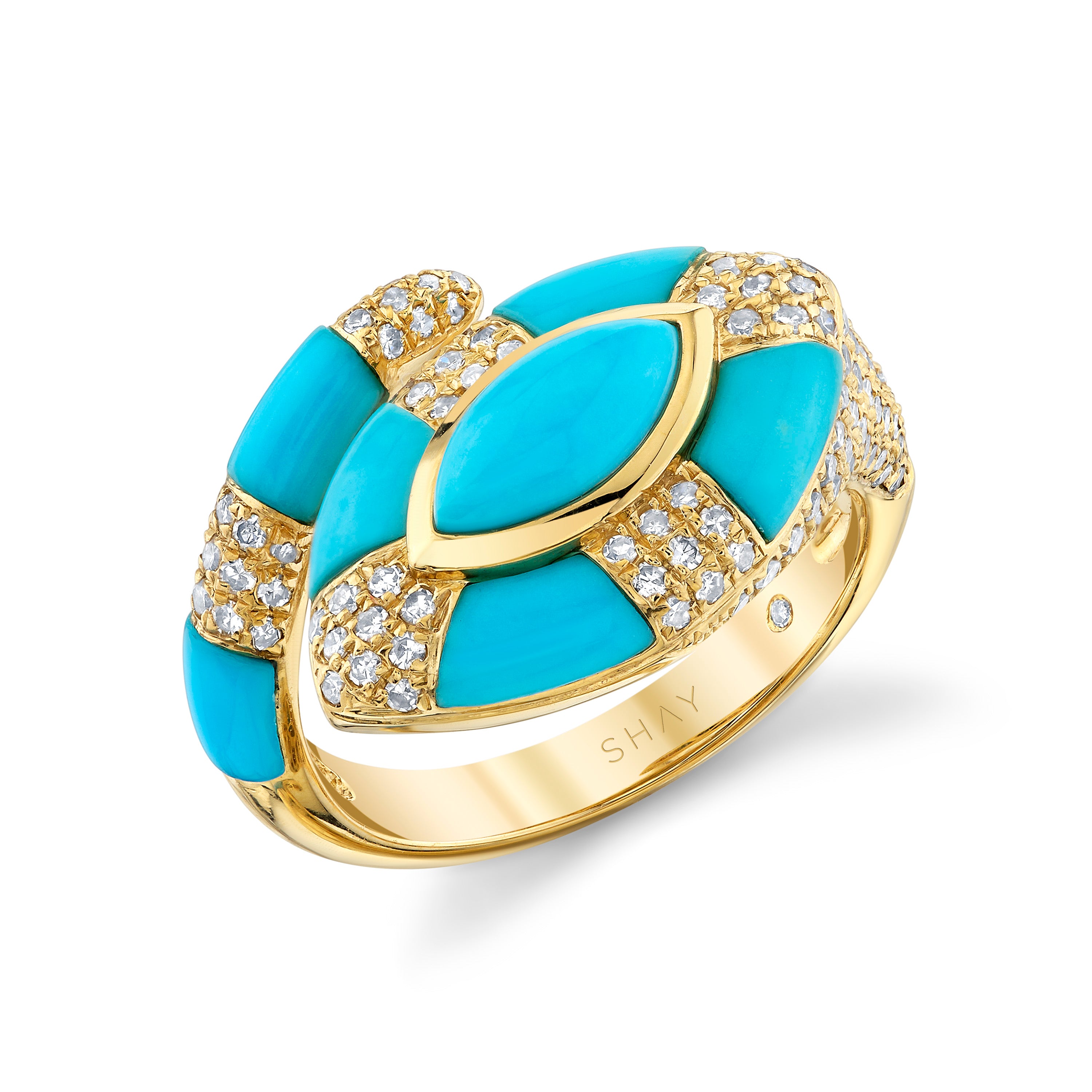 TURQUOISE & DIAMOND RIVIERA PINKY RING