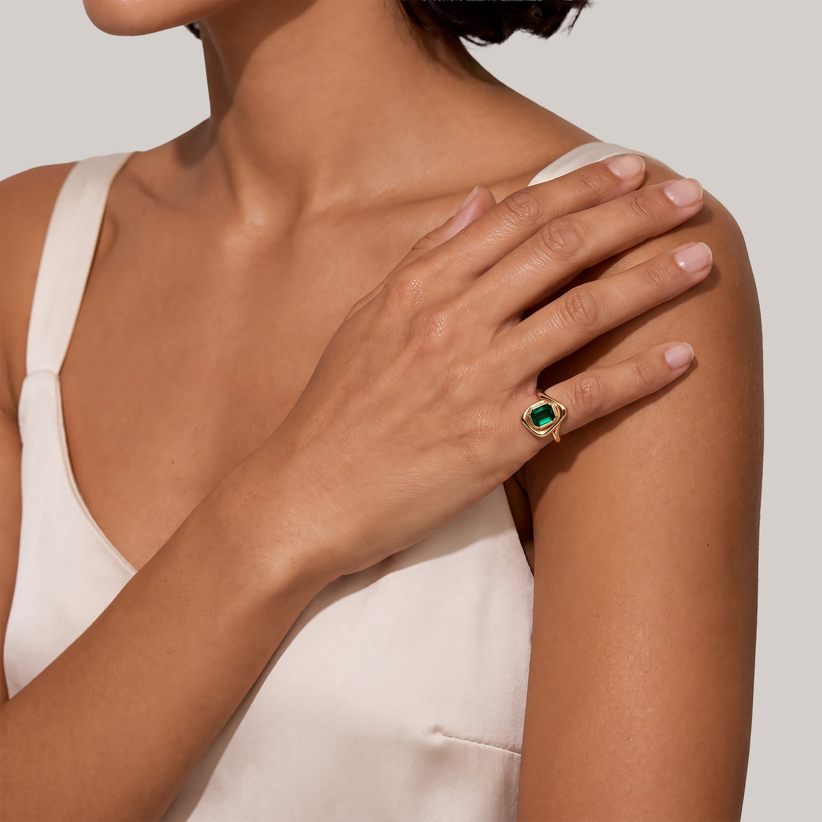 READY TO SHIP EMERALD ZAR PINKY RING
