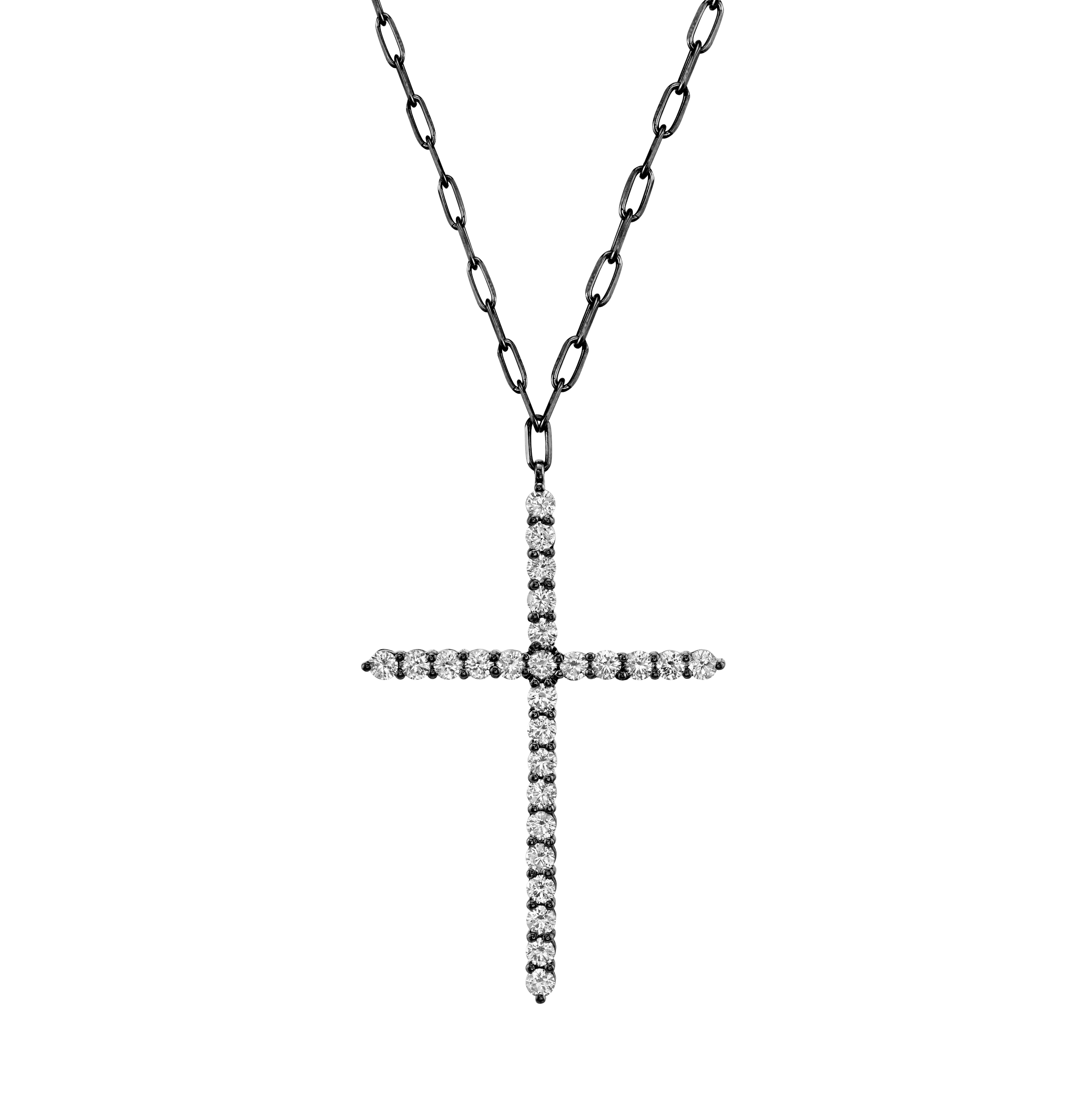 READY TO SHIP LARGE DIAMOND CROSS PENDANT NECKLACE
