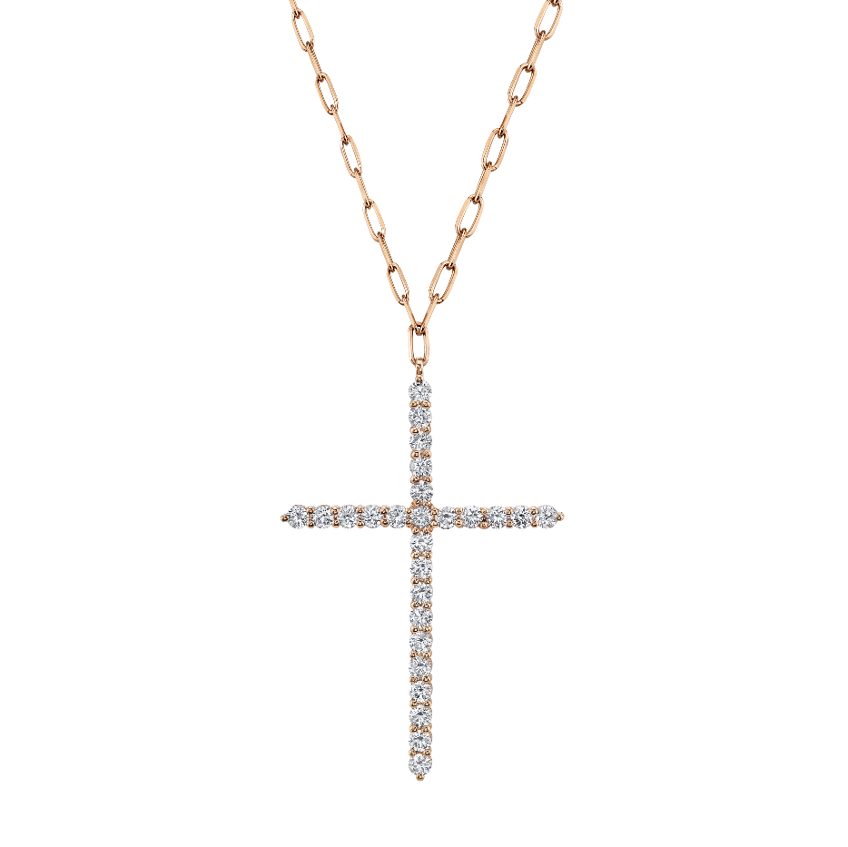 READY TO SHIP LARGE DIAMOND CROSS PENDANT NECKLACE