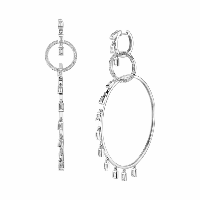 DIAMOND 3 TIER BAGUETTE HOOPS