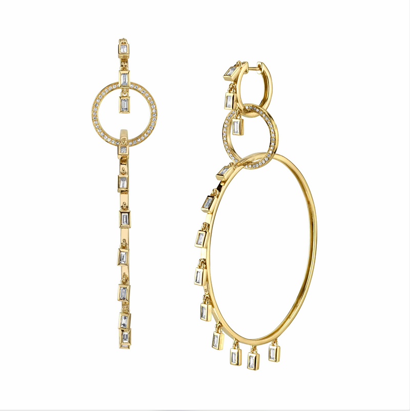 DIAMOND 3 TIER BAGUETTE HOOPS