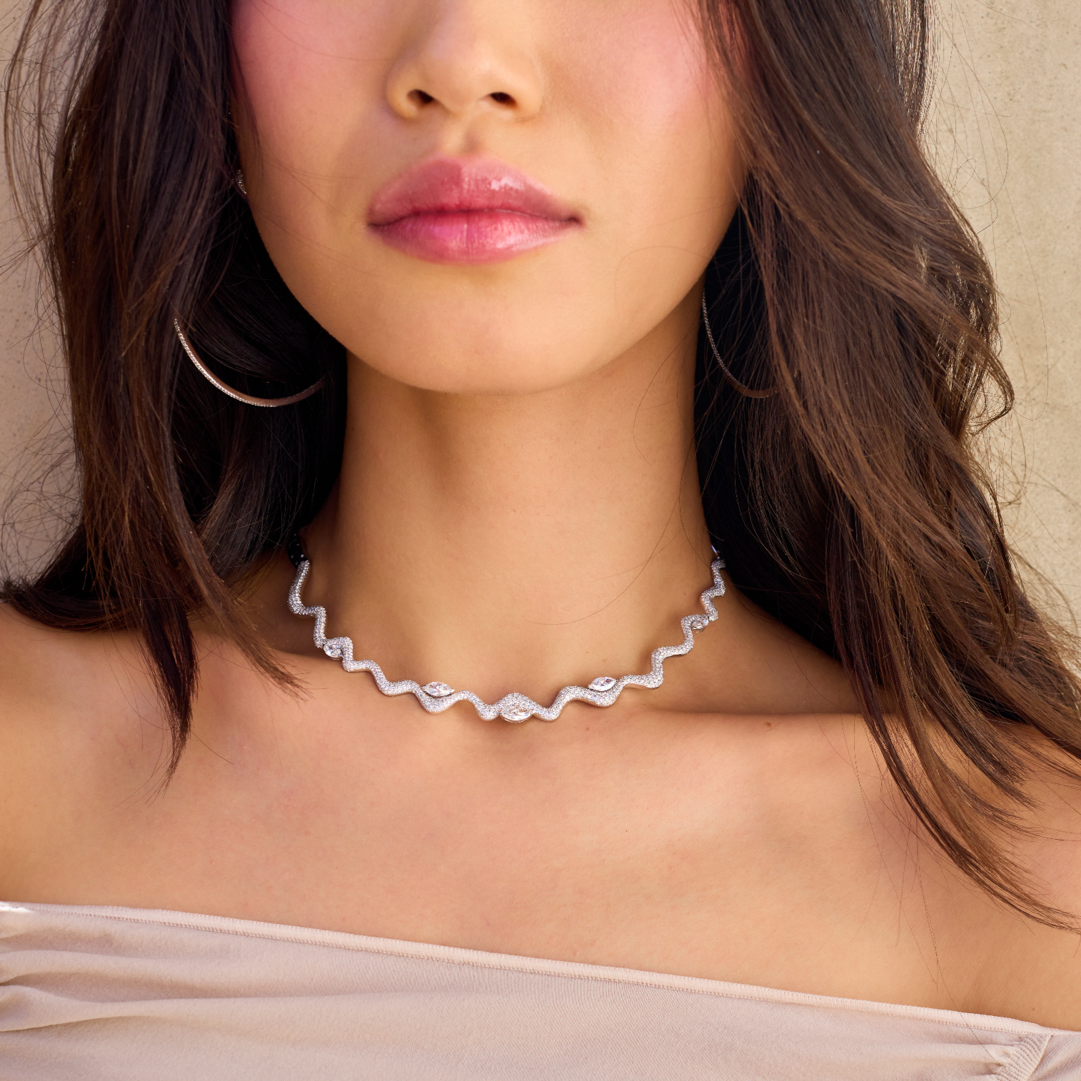 READY TO SHIP DIAMOND MARQUISE WAVE COLLAR