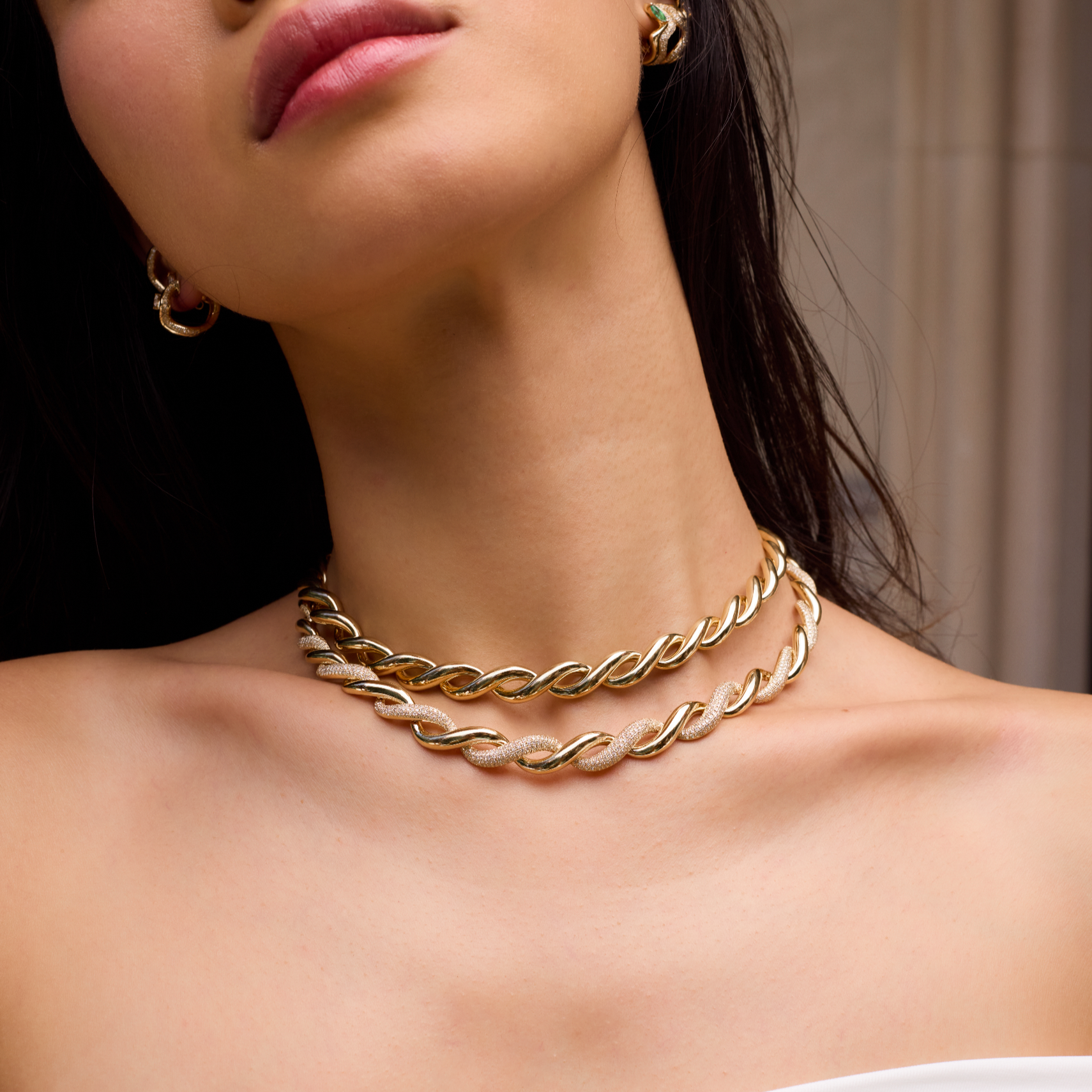 READY TO SHIP DIAMOND SCULPTED WAVE NECKLACE