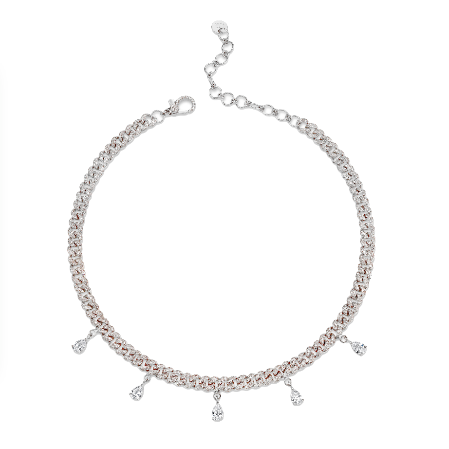SHAY Ready to Ship Diamond Pear Drop Link Choker, 10.2ct, 18k gold, primary view