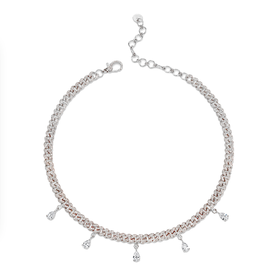 READY TO SHIP DIAMOND PEAR DROP LINK CHOKER