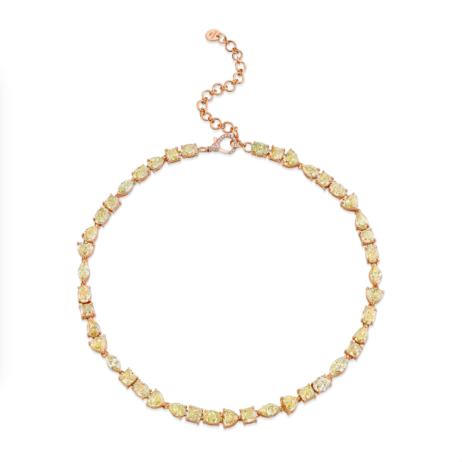 FANCY YELLOW DIAMOND MIXED TENNIS NECKLACE