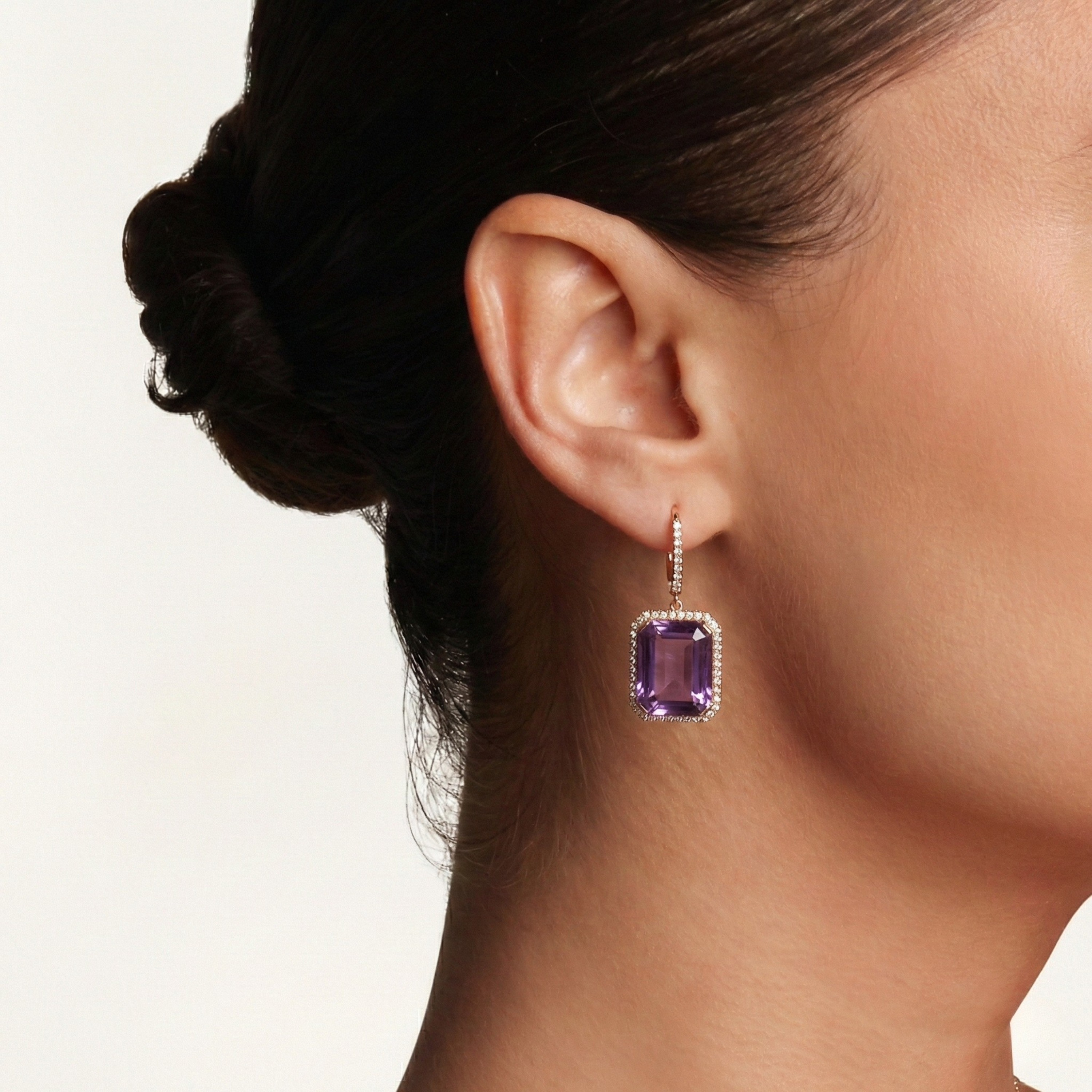 AMETHYST & DIAMOND PORTRAIT EARRINGS
