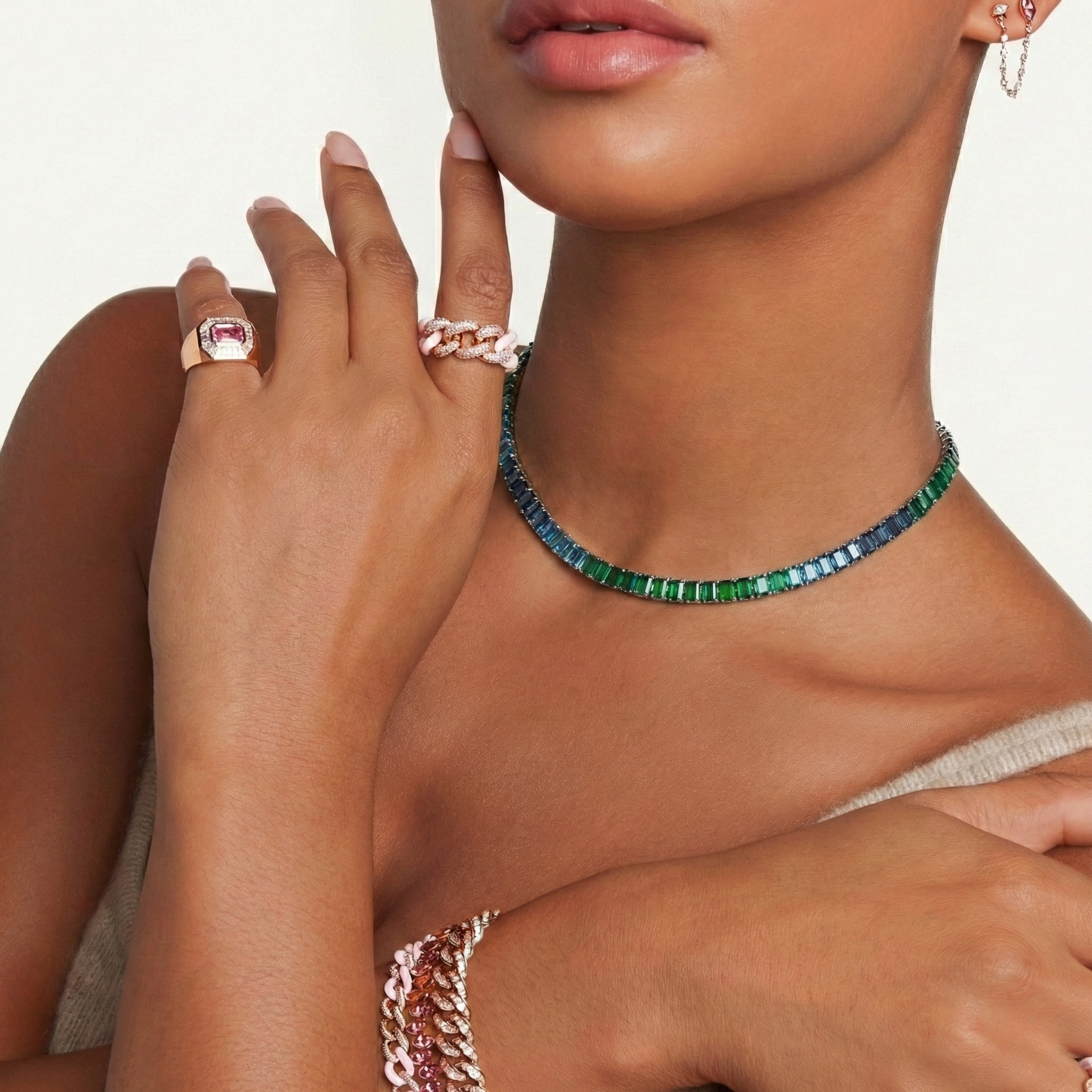 EMERALD OMBRE ETERNITY NECKLACE