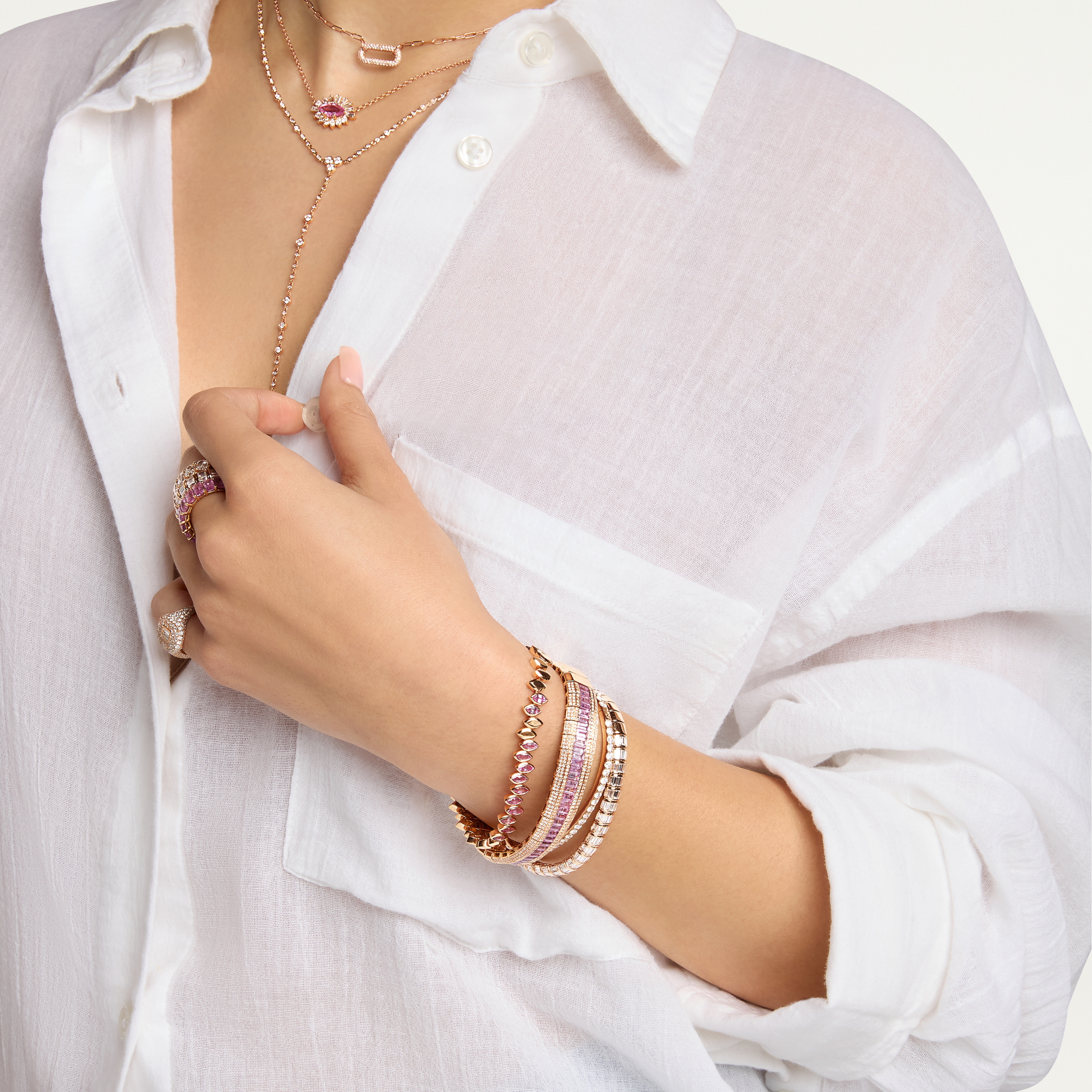 PINK SAPPHIRE & DIAMOND STRETCH BRACELET