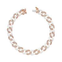 READY TO SHIP DIAMOND PAVE & WHITE CERAMIC MEDIUM LINK BRACELET