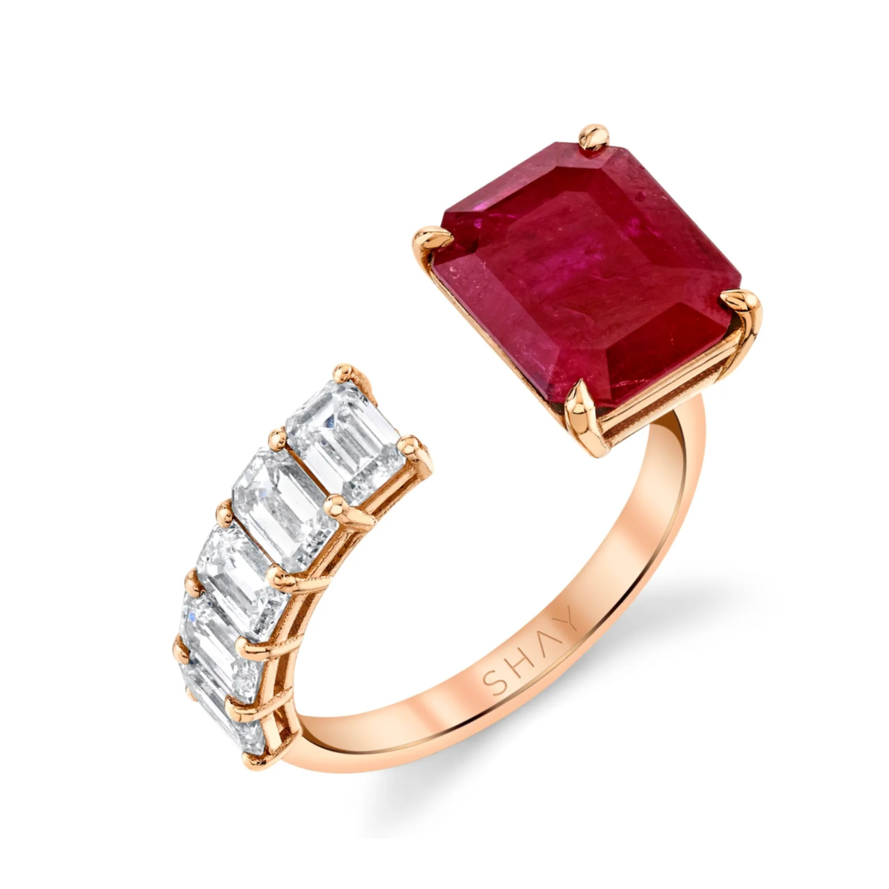 READY TO SHIP FLOATING RUBY & DIAMOND RING