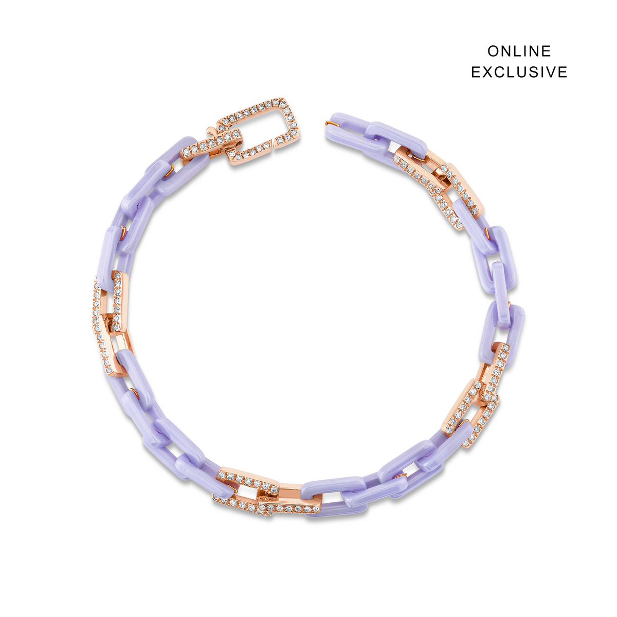 DIAMOND 8 PAVE LAVENDER CERAMIC MINI DECO LINK BRACELET