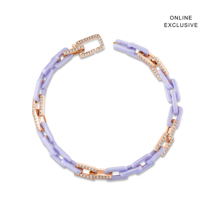 DIAMOND 8 PAVE LAVENDER CERAMIC MINI DECO LINK BRACELET