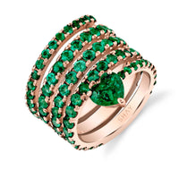 READY TO SHIP EMERALD SPIRAL HEART PINKY RING
