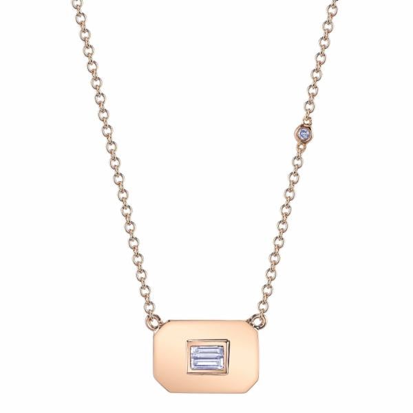 READY TO SHIP DIAMOND BAGUETTE PENDANT NECKLACE