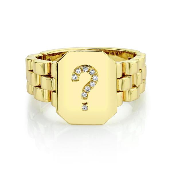 READY TO SHIP PAVE CUSTOM INITIAL SIGNET WATCHLINK RING