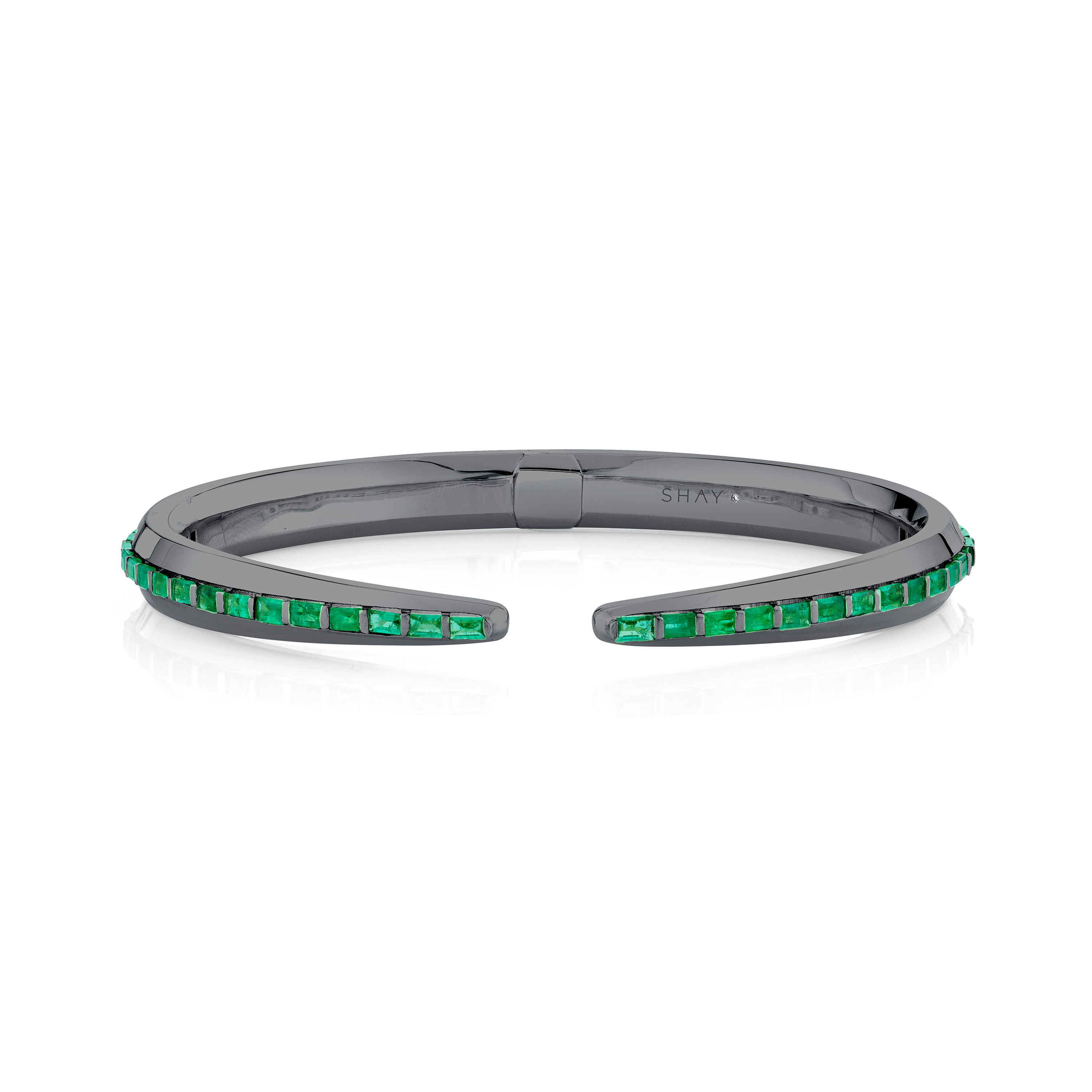 MEN'S EMERALD BAGUETTE SNAKE TAIL CUFF