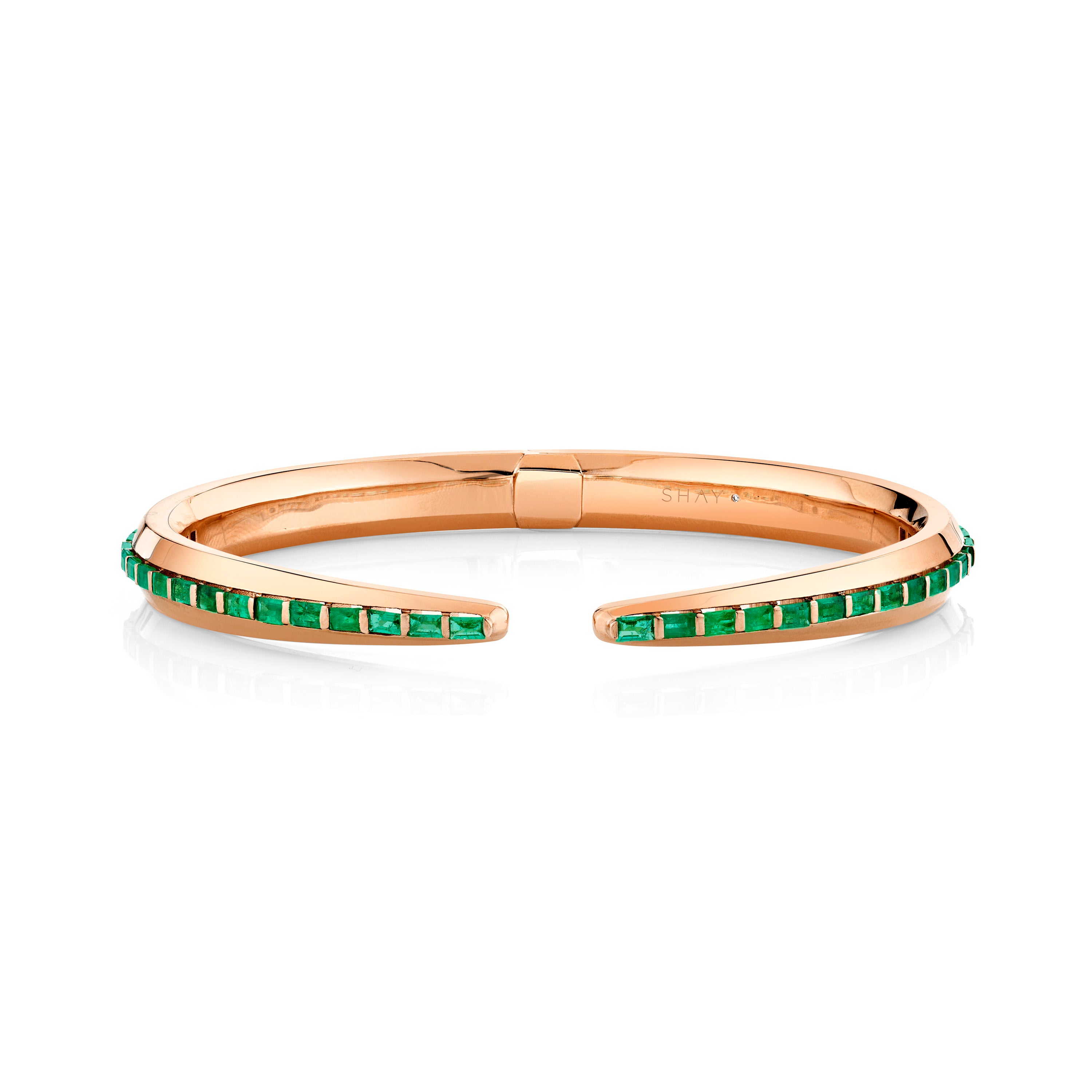 MEN'S EMERALD BAGUETTE SNAKE TAIL CUFF