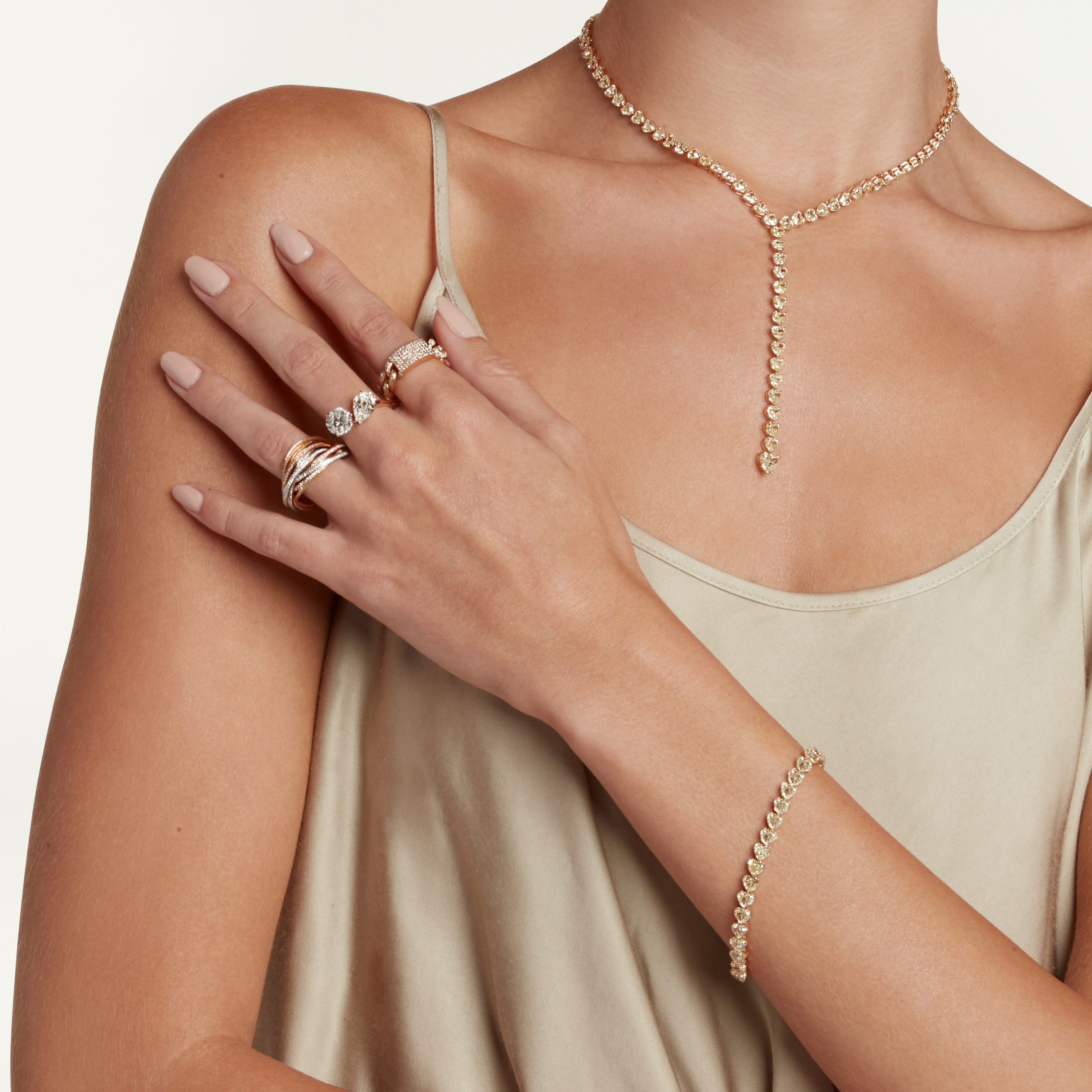 YELLOW DIAMOND HEART Y NECKLACE