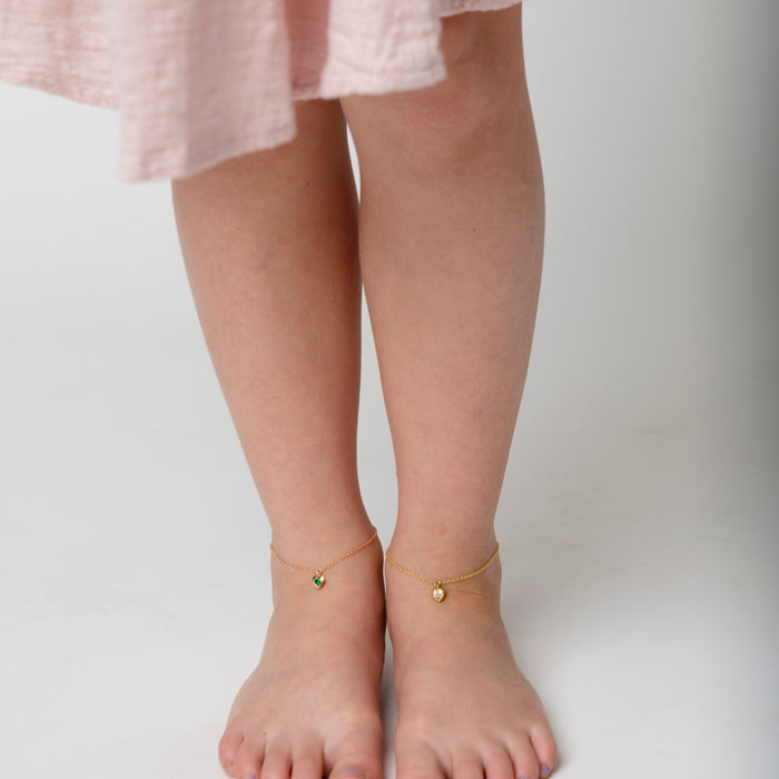 READY TO SHIP MINI ME DIAMOND BEZEL HEART DROP ANKLET