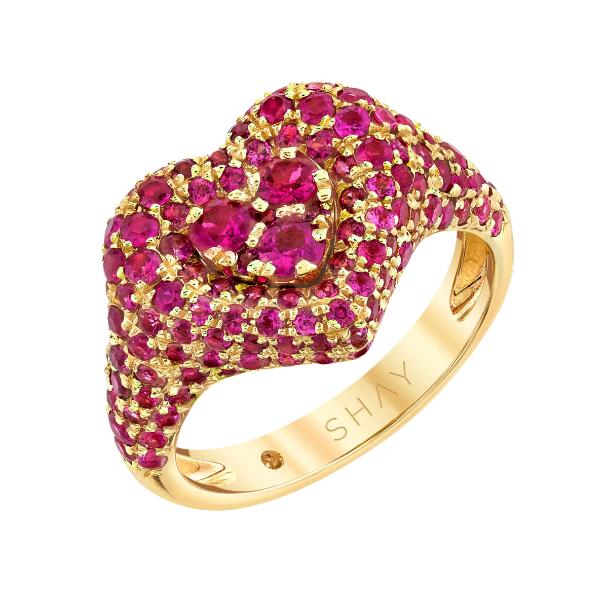 PINK SAPPHIRE PAVE HEART PINKY RING