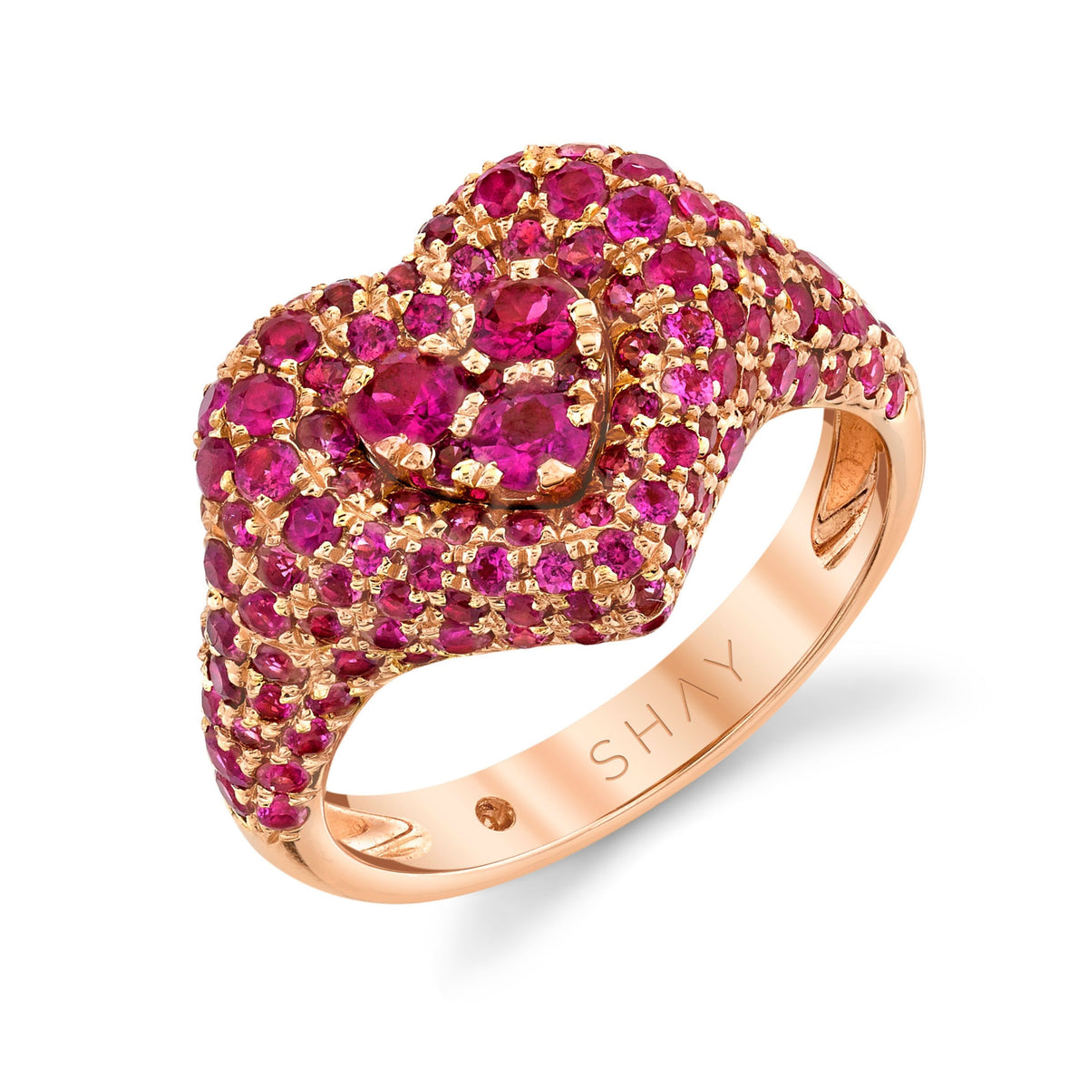 PINK SAPPHIRE PAVE HEART PINKY RING