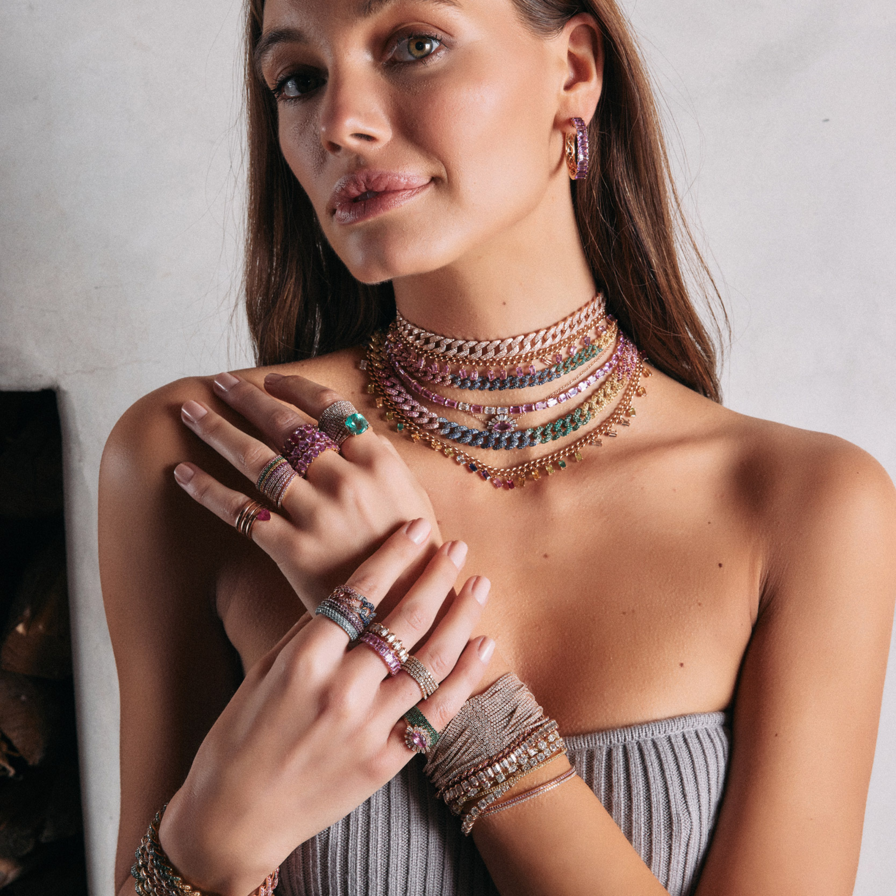RAINBOW BAGUETTE LINK CHOKER