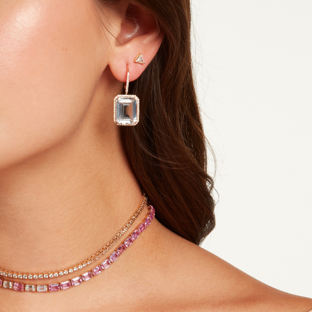 WHITE TOPAZ & DIAMOND PORTRAIT EARRINGS