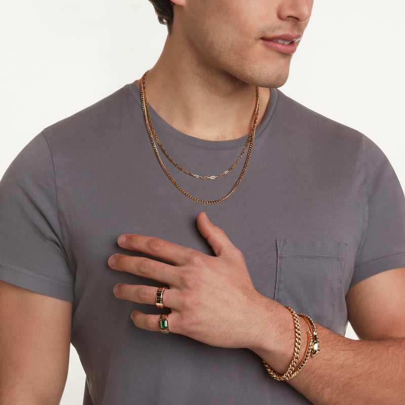 MEN'S SOLID GOLD BABY FLAT LINK CURB CHAIN