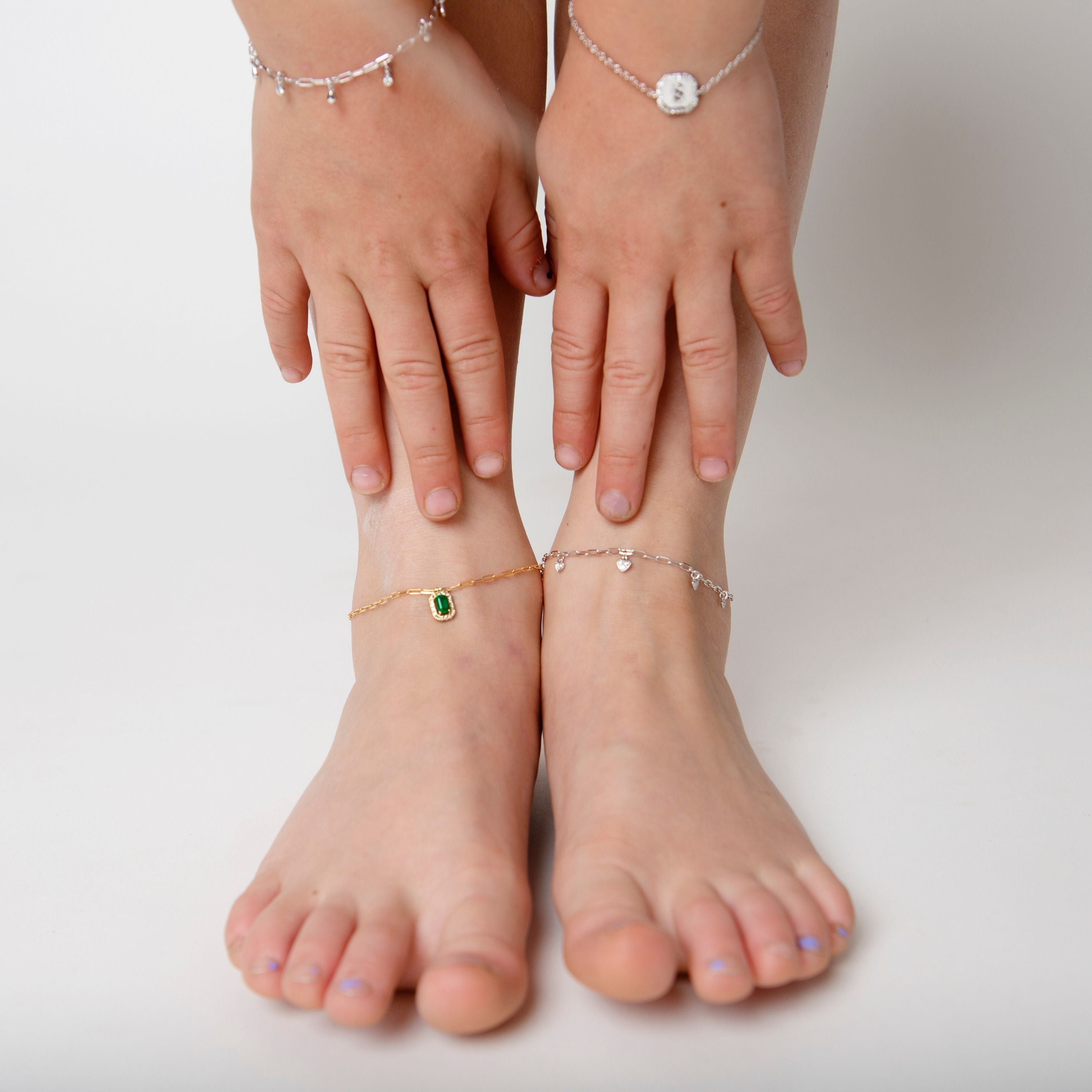 MINI ME RUBY & DIAMOND HALO DROP ANKLET