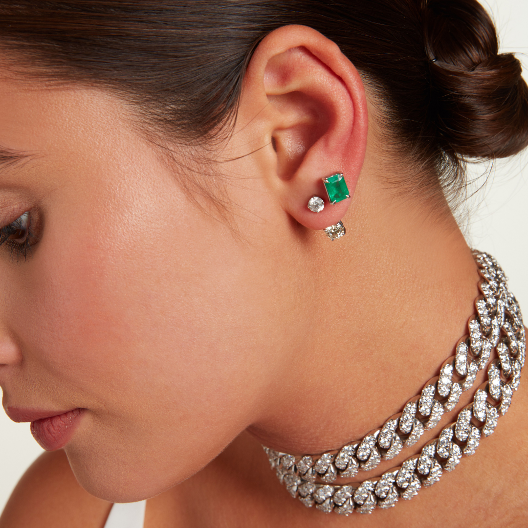 EMERALD STUDS, 3-4cts