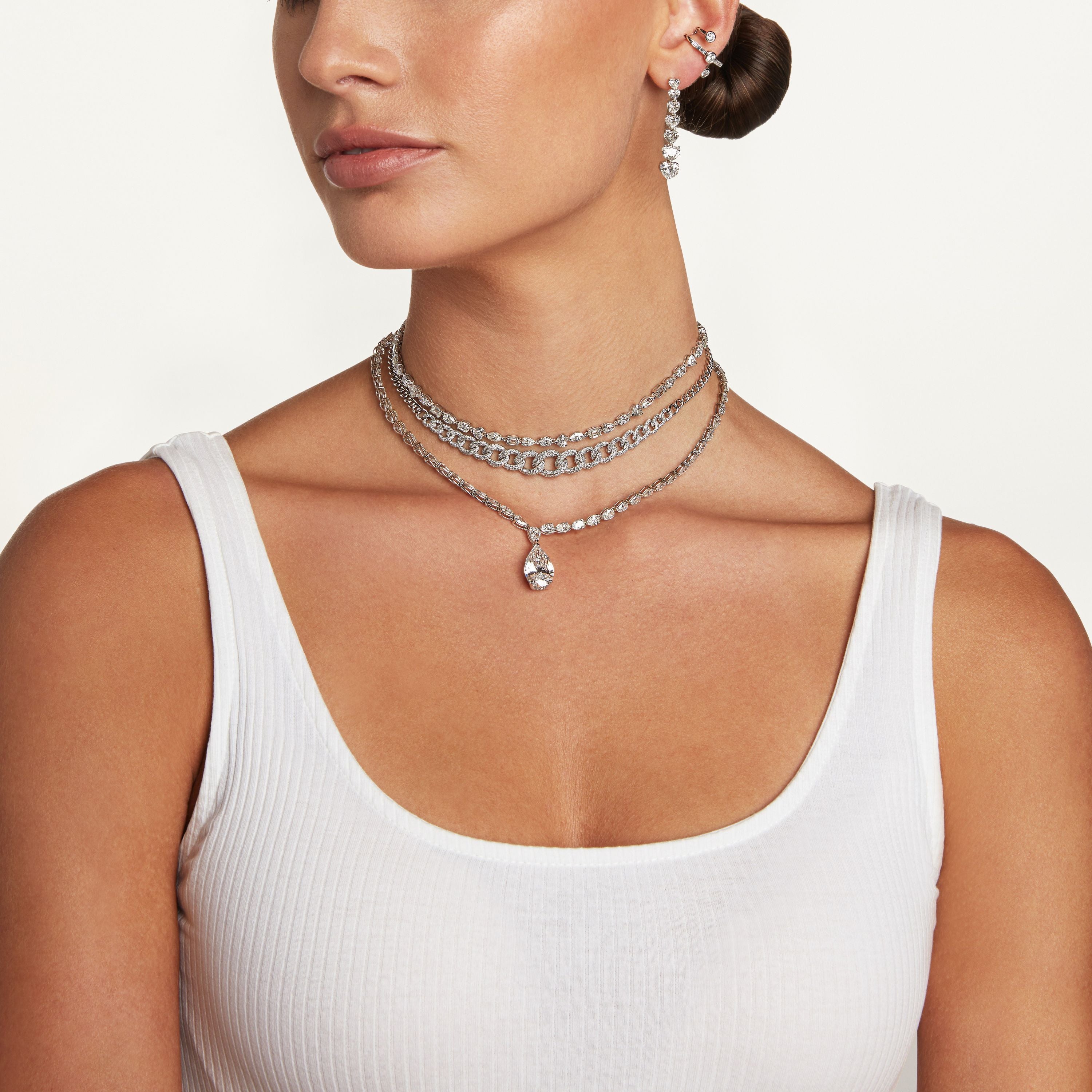 READY TO SHIP DIAMOND TEARDROP TENNIS NECKLACE