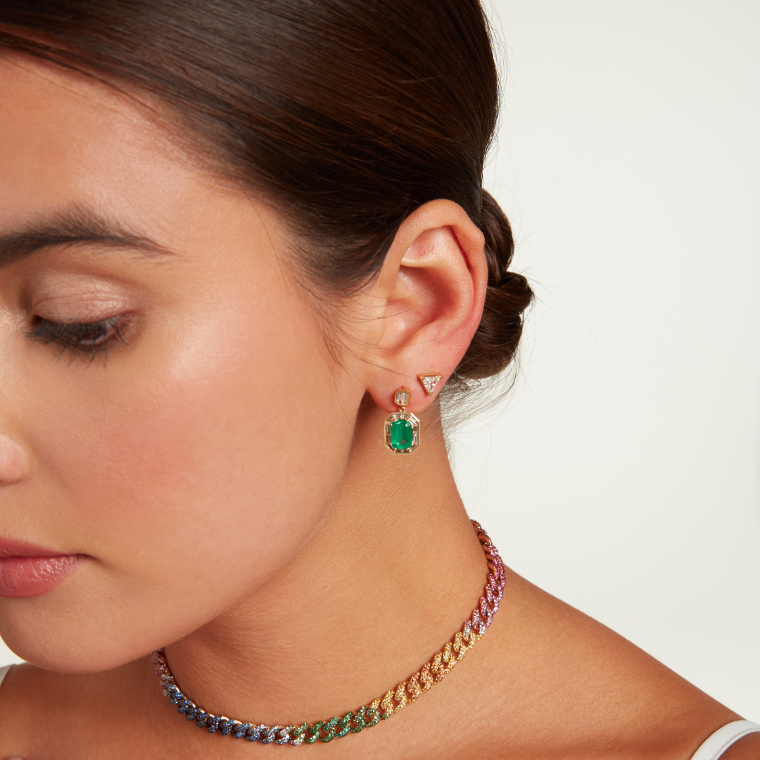 READY TO SHIP RAINBOW PAVE MEDIUM LINK NECKLACE