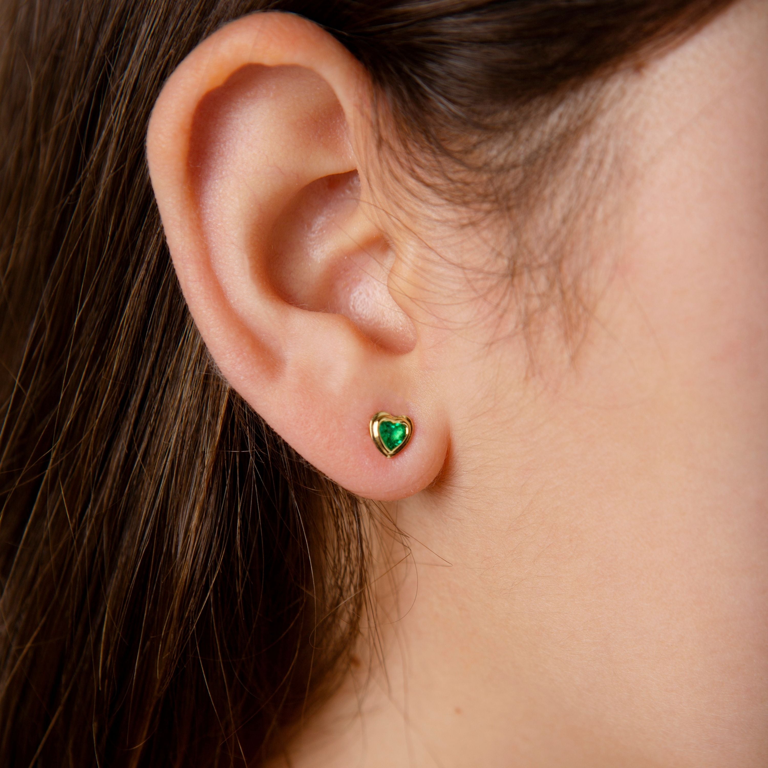 READY TO SHIP MINI ME BLUE SAPPHIRE BEZEL HEART STUDS