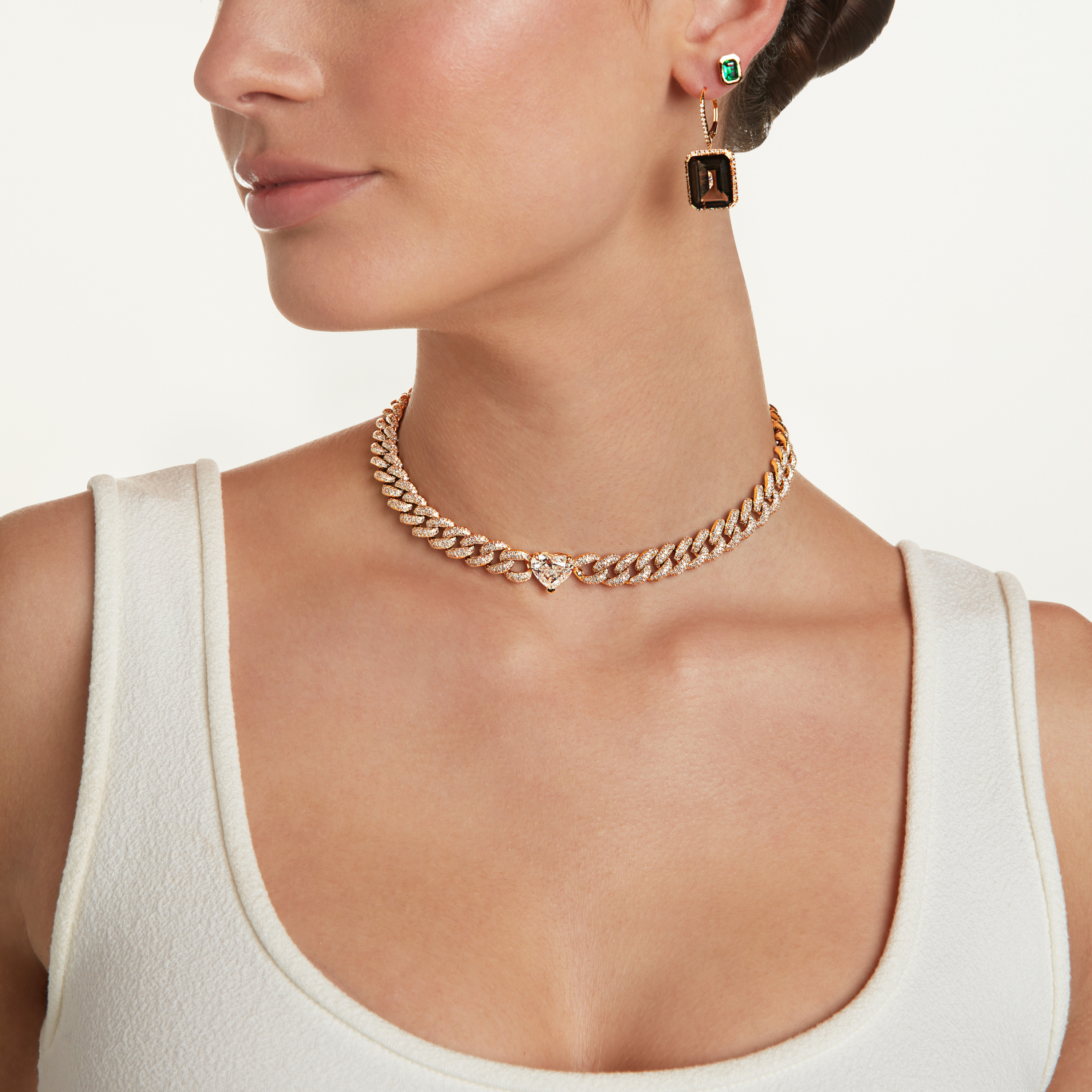 DIAMOND GRAND HEART LINK NECKLACE