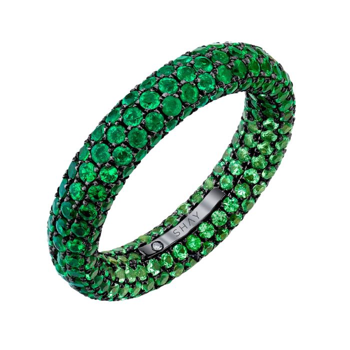 READY TO SHIP GREEN GARNET OMBRE INSIDE & OUT ETERNITY BAND