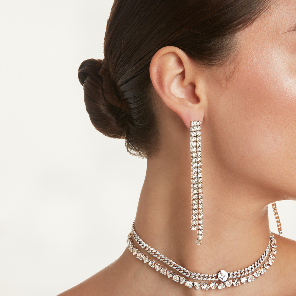 Diamond top tennis earrings