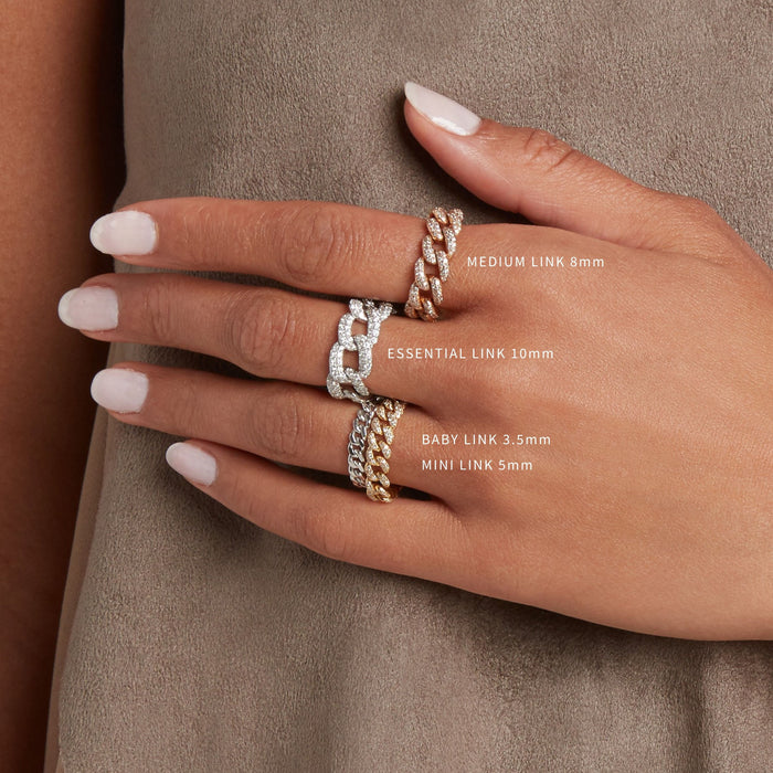 READY TO SHIP 2 PAVE & WHITE CERAMIC MEDIUM LINK RING