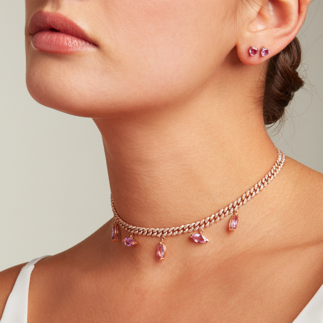 PINK SAPPHIRE MARQUISE DROP CHOKER