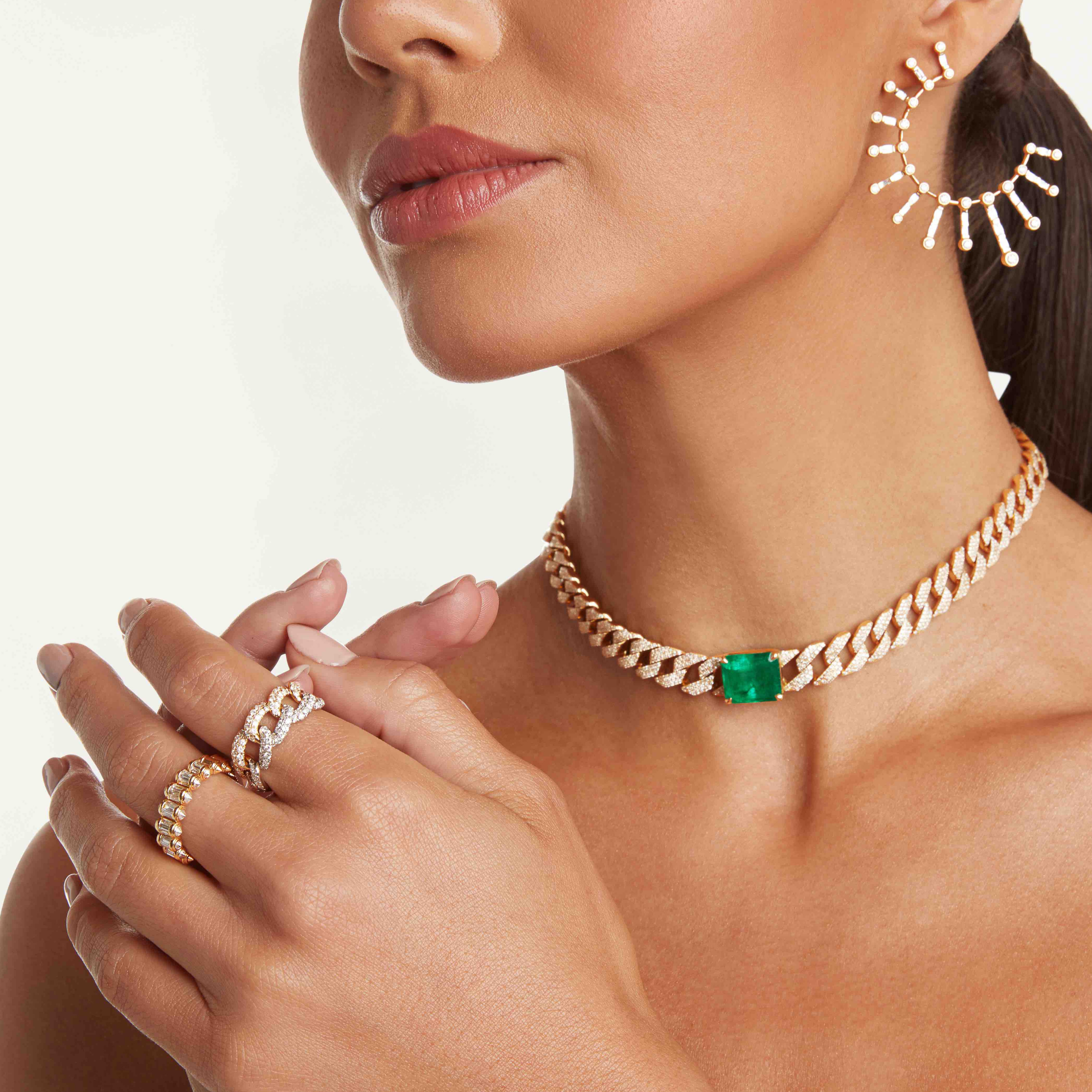 EMERALD GEO LINK NECKLACE